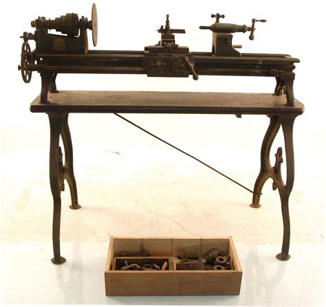 An Early Cast Iron Metal Working Lathe By Jones Lamson And Company