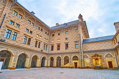 Historic Courtyard Of Schwarzenberg Palace Hradcany Prague Czech
