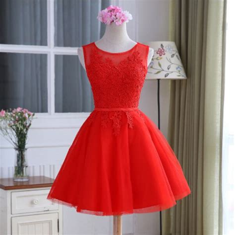 Princess Style Formal Red Lace Tulle Girl Evening Gowns Dresses For