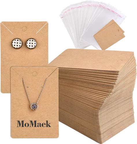 200 Pack Earring Holder Cards Necklace Display Cards With 200pcs Bags