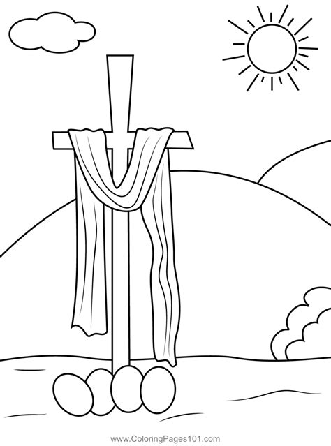 Easter Cross Coloring Page For Kids Free Easter Printable Coloring