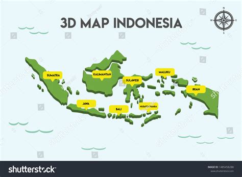 3d Map Indonesia Covering All Islands Stock Vector Royalty Free