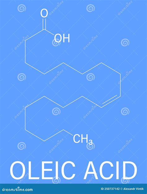Oleic Acid Or Omega 9 Cis Fatty Acid Skeletal Formula Vector