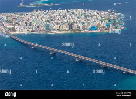 Island Of Male The Capital Of Maldives From The Sky Bridge Connecting