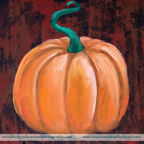 Pumpkin Original Painting Acrylic And Ink On Canvas Etsy Etsy