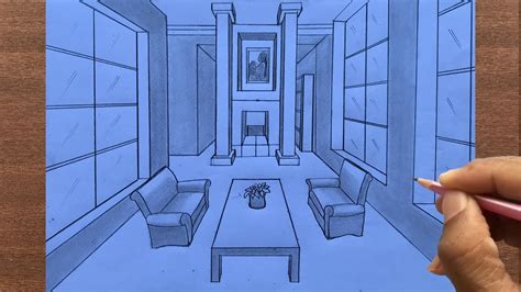How To Draw A Hall Using One Point Perspective Step By Steps Youtube