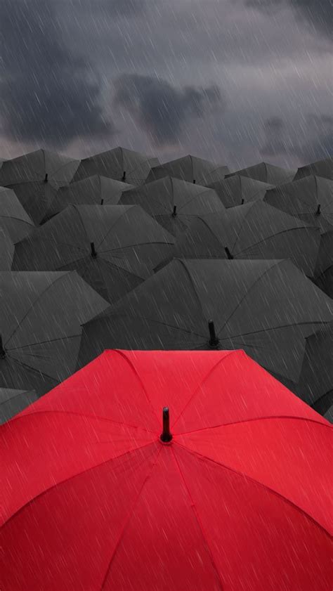 Umbrella Rain Gray Red Iphone Wallpapers Free Download