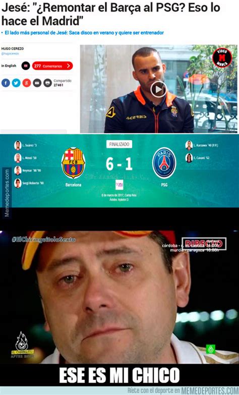 Half the task is already done. Barcelona vs PSG, los mejores memes de la Champions League
