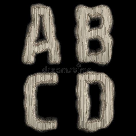Set Of Industrial Metal Alphabet Letters A B C D 3d Stock