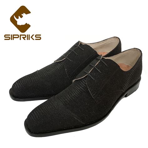 Sipriks Mens Cap Toe Formal Black Leather Shoes Italian Custom Goodyear