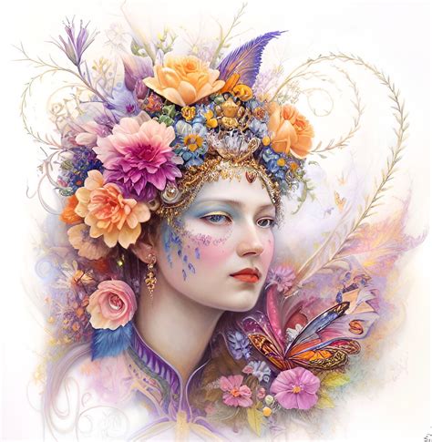 Art Of Beauty Dandelion Master Artists Portrait Flowers Women