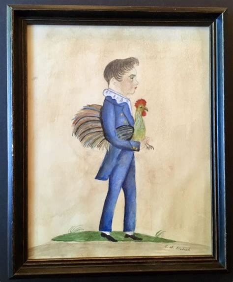 Wonderful Watercolor Painted And Signed By Folk Artist Evelyn