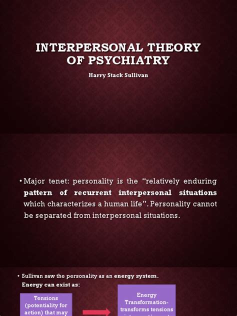 Sullivan Interpersonal Theory Of Psychiatry - SULLIVAN Interpersonal Theory of Psychiatry | Relaciones íntimas