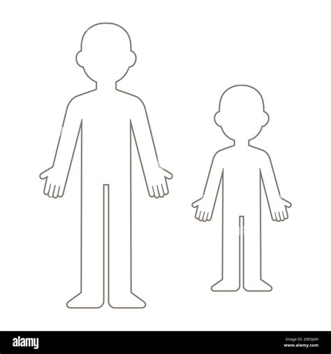Simple Cartoon Blank Body Template Adult And Child Figure Outline