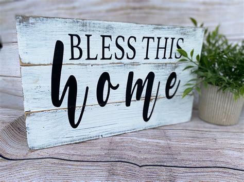 Bless This Home Wood Sign Bless This Home Wall Decor Etsy