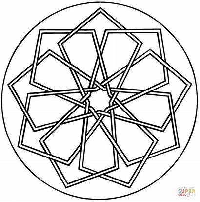 Mandala Coloring Geometric Pages Simple Printable Mandalas