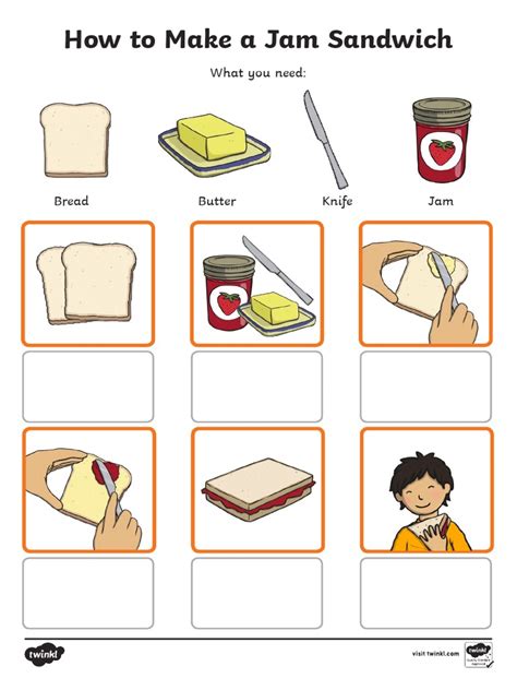 Au L 554 How To Make A Jam Sandwich Procedure Word And Picture Matching