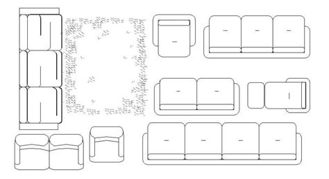 Creative Common Sofa Set Elevation Blocks Cad Drawing Details Dwg File