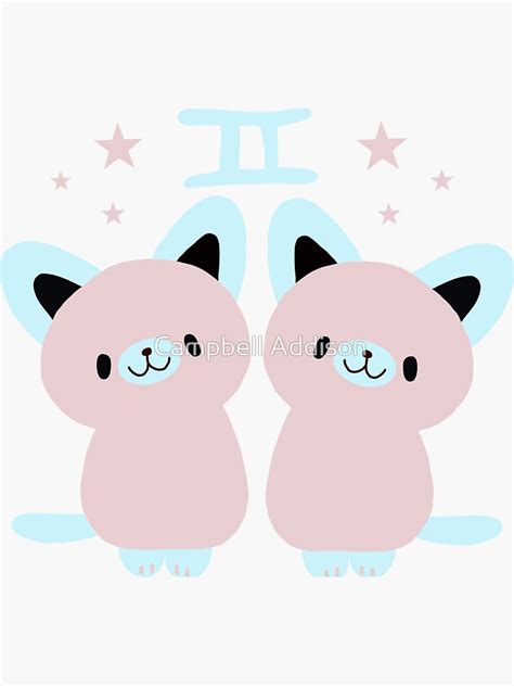 Gemini Cutie Animals Sticker By Groovyvybes Redbubble