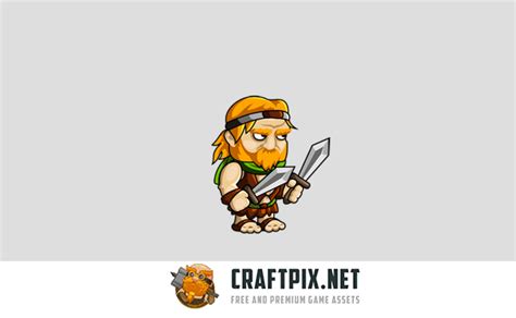 Barbarian 2d Game Character Sprite Sheet By Craftpixnet Graphicriver