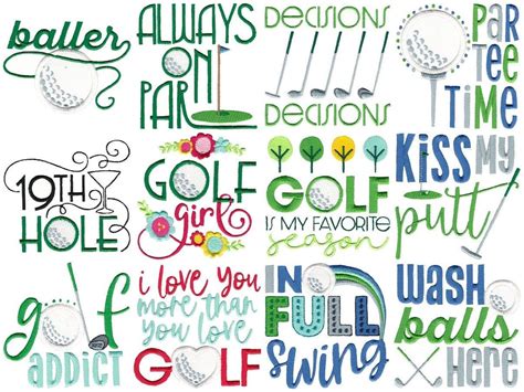 Golf Sayings 12 Machine Embroidery Designs Multiple Sizes Included Golf