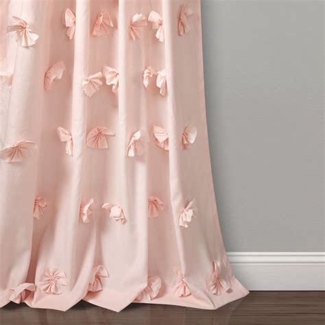 Lush Decor Riley Bow Ties 84 X 54 Solid Blush 3 Rod Pocket Single