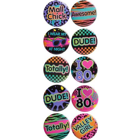 Totally 80s Buttons 10ct Party City 80s Theme Party 80s Theme 80s