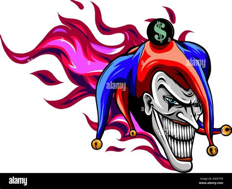 Evil Joker With Flames Vector Illustration Art Stock Vector Image And Art