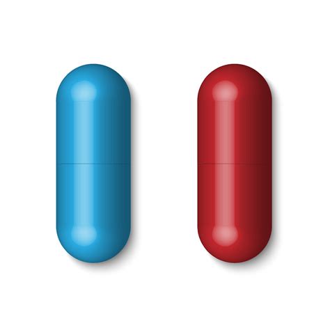 Blue And Red Medical Pills Tablets Capsules Isolated On White