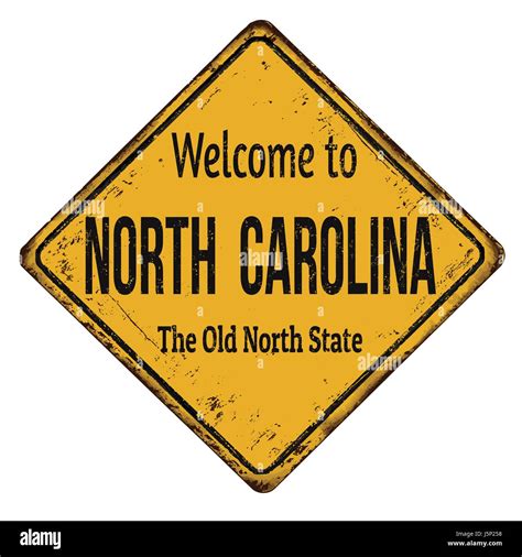 Welcome To North Carolina Vintage Rusty Metal Sign On A White