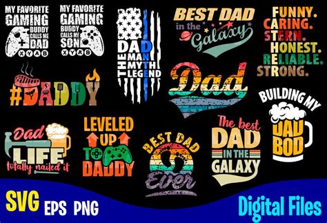 12 Designs Bundle Fathers Day For Print On Dark Dad Father Day