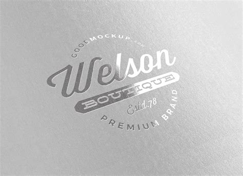 Simple modern free stationery mockup with a cool realistic shadow over it. Free Silver Foil Printed Logo Mockup PSD - Good Mockups
