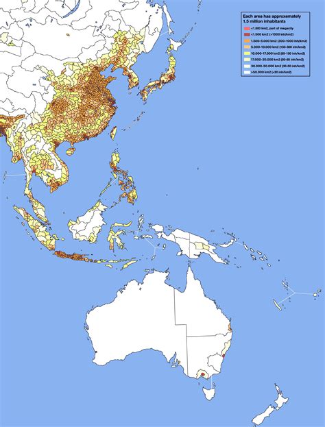 East Asia Population Density Absolute Amount Of 15 Million People Per