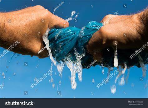 Mans Hands Squeeze Out Wet Fabric Stock Photo Edit Now 474099262