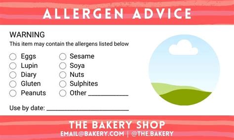Editable Food Allergy Label Template Cake Baker Labels Cake Etsy