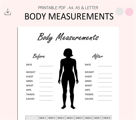 Body Measurement Tracker Fitness Tracker Weight Loss Tracker Printable