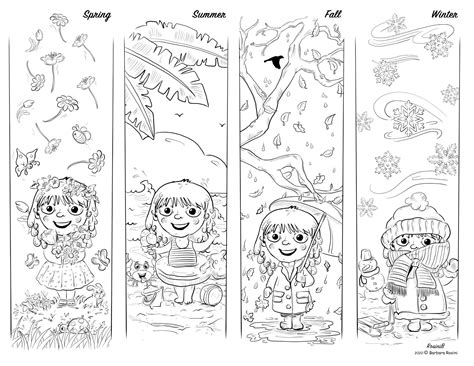 4 Seasons Coloring Page Instant Download Pdf 1page Spring Etsy