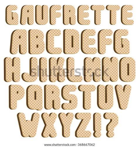 Gaufrette Waffle Font Complete Alphabet Numbers Stock Vector Royalty