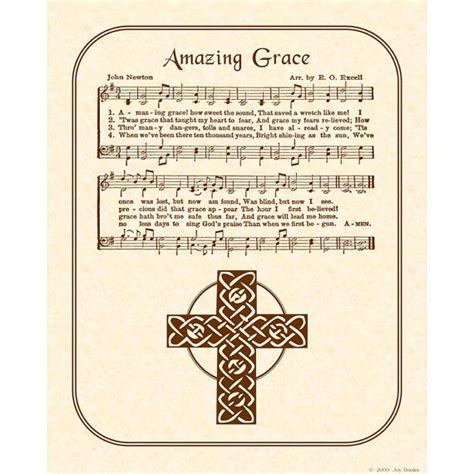 AMAZING GRACE 8 X 10 Antique Hymn Art Print On Natural Parchment In