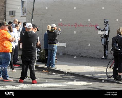 New York Ny October 14 The Latest Work From Street Artist Banksy Is