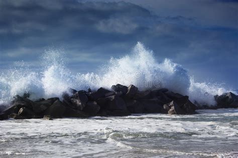 Stormy Ocean Waves Beautiful Seascape Big Powerful Tide In Action Storm