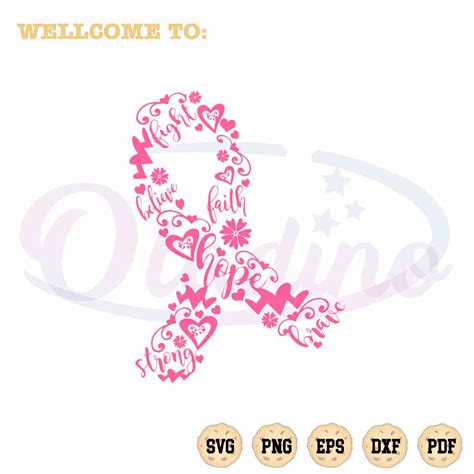 Pink Ribbon Breast Cancer Awareness Month SVG Files For Cricut