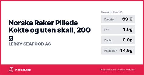 Norske Reker Pillede Kokte Og Uten Skall 200 G Kassalapp®