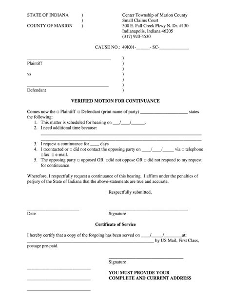 Center Township Small Claims Court Form Fill Out And Sign Printable