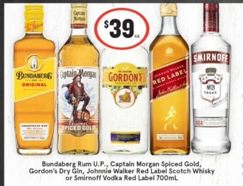 Bundaberg Rum U P Captain Morgan Spiced Gold Gordon S Dry Gin
