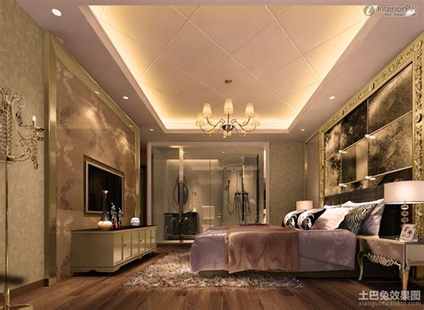 Luxurious Style Master Bedroom With Gypsum False Ceiling Design Ideas