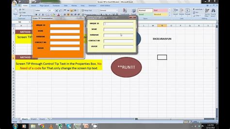 Excel :Screen Tip in UserForm - YouTube