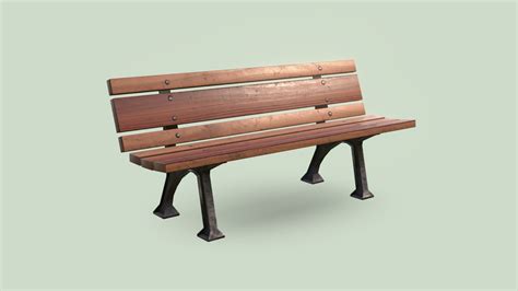 classic park bench low poly download free 3d model by berk gedik berkgedik [01a5b64