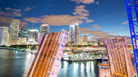 Wallpaper Miami Florida Usa Bridges Night Rivers Cities 1366x768