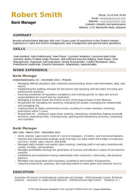 We did not find results for: Bank Manager Resume Samples | QwikResume